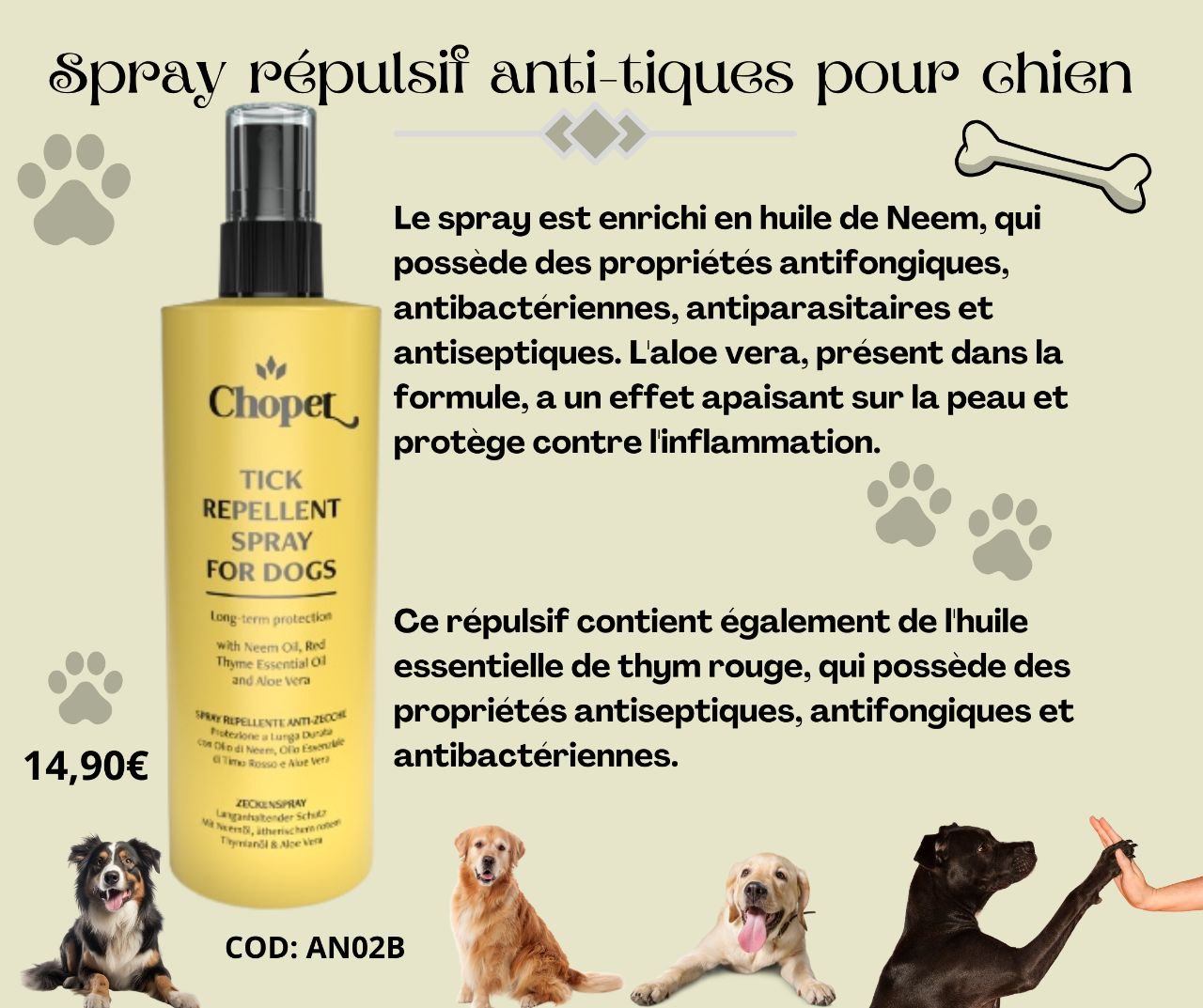 Coffret Shampoing et Spray anti-tiques pour chiens