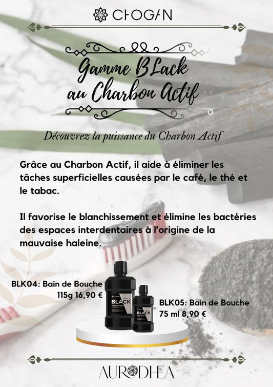BLK04-Bain de bouche Black contre les bactéries, la mauvaise haleine et l'inflammation des gencives au charbon actif