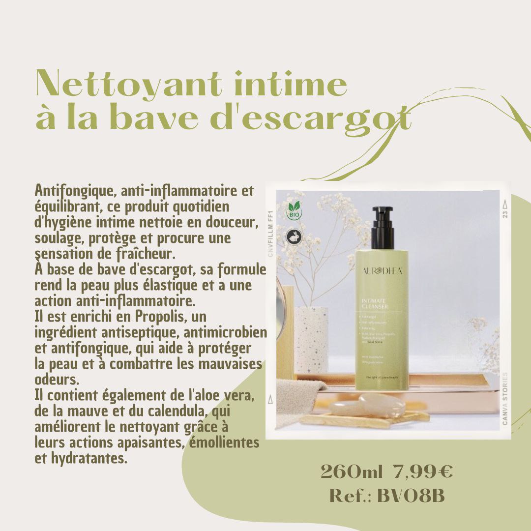 BV08B-Nettoyant intime action antimicrobien et combat les mauvaises odeurs à la bave d’Escargot