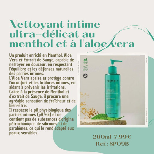 SP03B-Nettoyant intime Bio protège contre l'inconfort et les brûlures intimes à l’aloe Vera