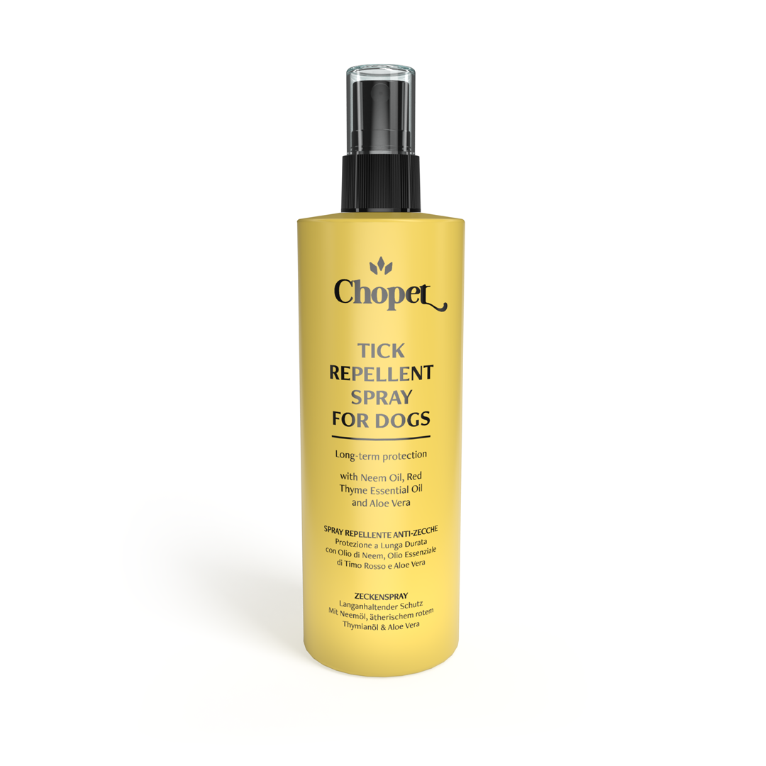ANB02B-Spray répulsif anti-tiques pour les chiens avec de l'huile de Neem, de l'huile essentielle de Thym rouge et d’Aloe Vera  - 150 ml