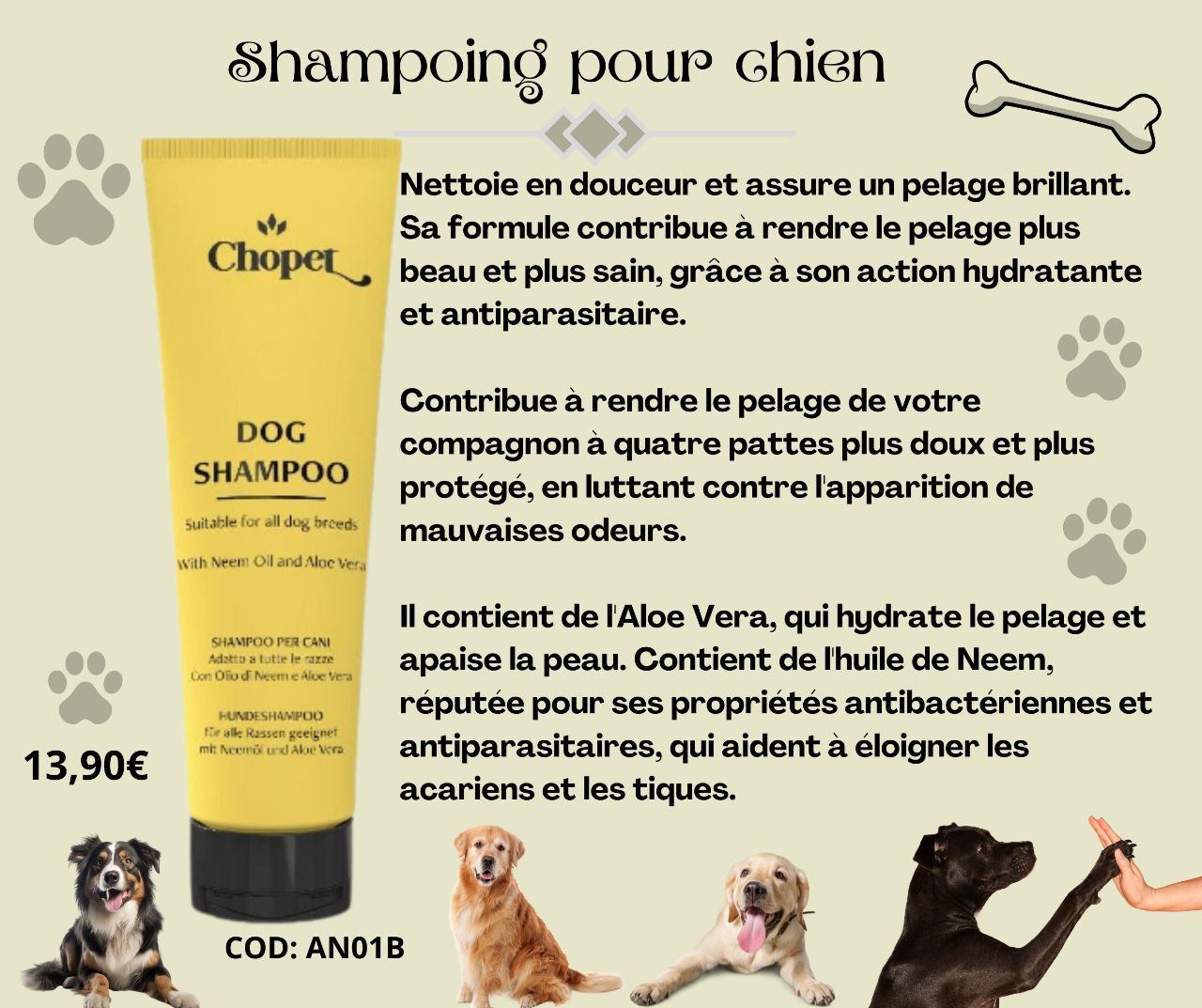Coffret Shampoing et Spray anti-tiques pour chiens