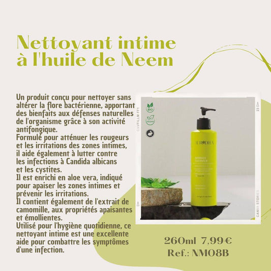 NM08B-Nettoyant intime contre les infections et les irritations à l’huile de Neem 260 ml